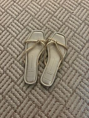 Dolce Vita Metallic Gold Knotted Strap Square-Toe Sandals